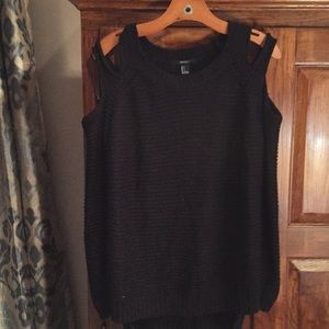Cold shoulder black sweater